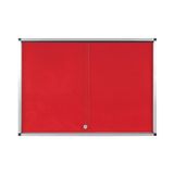 Bi-Office Exhibit Extra Prikbordvitrine, 6xA4, Rood Viltoppervlak, Glazen Deur, Aluminium Frame