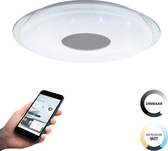 EGLO connect.z Lanciano-Z Smart Plafondlamp - Ø 45 cm - Wit/Grijs - Dimbaar - Zigbee
