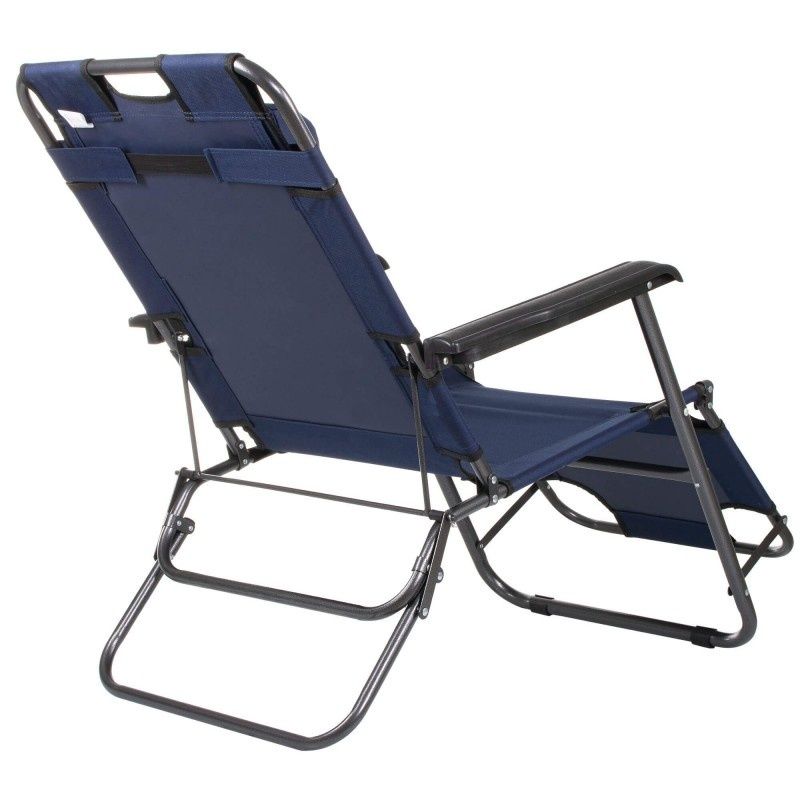 Viking Choice Ligstoel tuinstoel verstelbaar met hoofdsteun - marineblauw