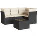 VidaXL Loungeset 5-delig met kussens, polyrotan, zwart