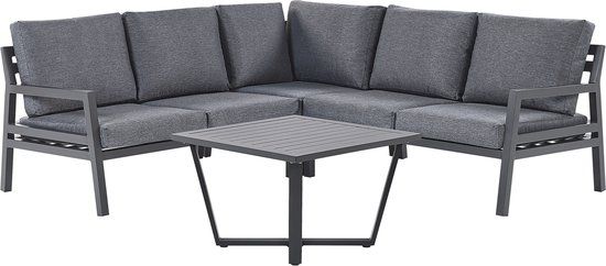 Beliani VIZZINI - 5-persoons Loungeset - Zwart Aluminium - Weerbestendig