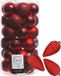 Bellatio Decorations Kaemingk B.V. Kerstballen en dennenappel ornamenten - 41 stuks - Kunststof - Rood