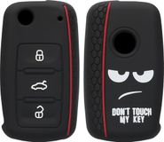 kwmobile autosleutel hoesje geschikt voor VW Skoda Seat 3-knops autosleutel - Autosleutel behuizing in wit / zwart / rood - Don't Touch My Key design
