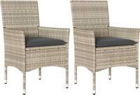 vidaXL Tuinstoelen 2 st met kussens poly rattan lichtgrijs