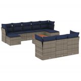vidaXL 11-delige loungeset voor de tuin met kussens, grijs, kunststof vlechtwerk