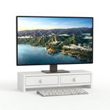 Relaxdays Monitorstandaard - Wit - 47 x 12,5 x 18 cm - Met Opbergruimte