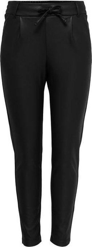 Only Pop Trash Easy Coated Broek Zwart XL / 34 Vrouw - Zwarte dames pantalon met elastische tailleband, steekzakken en stretch - Herfst/Winter 2023 collectie