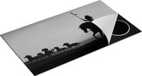 Chefcare Inductie Beschermer Silhouet Indiaan Paard - Zwart Wit - 95x55 cm