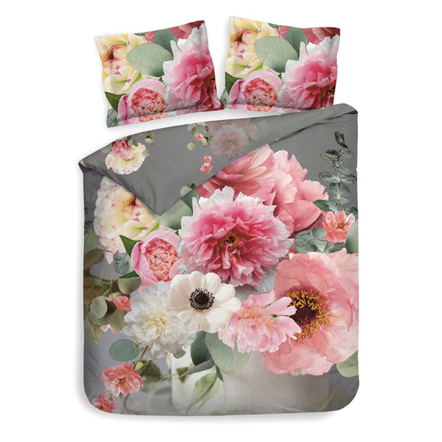 Heckett & Lane dekbedovertrek rebecca - grijs - 2-persoons 200x200/220 cm