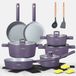 Swiss Haus® SC3018T Set de casseroles Induction - 18 pièces – Sans PFAS – Poêle, Casseroles, Sauteuse, Poêle à crêpes & Casserole à manche - Pour toutes les sources de chaleur – Résistant au four jusqu'à 160°C - Violet