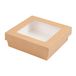 25 Thepack 25 stuks – kisten + deksel met venster 750 ml 220 g/m2 + Opp 14 x 14 x 5 cm natuurlijk golfkarton nano-micro