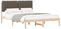 vidaXL Bedframe with Padded Headboard Taupe 135 x 190 cm