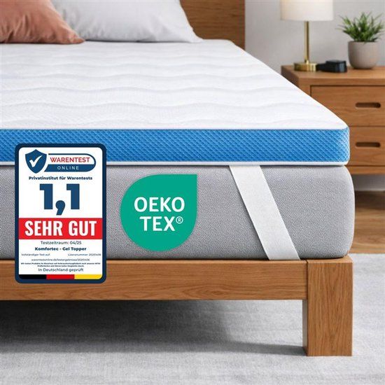 Komfortec Topper 140x200x7.5 cm – Traagschuim met Gel - Topdekmatras - Orthopedisch - Wasbare Aloë Vera Hoes