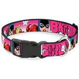 Buckle-Down Batgirl Bubble Letters met sterren roze/wit plastic clip kraag, medium/11-17"