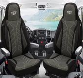 BREMER SITZBEZÜGE Premium Camper stoelhoezen voor Hymer Free Blue Evolution PLKT204 in Zwart/Antraciet (2 losse stoelen)