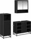vidaXL Badkameraccessoireset, 3 stuks, zwart, eikenhoutlook, houtvezel