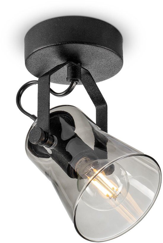 Home Sweet Home - Industrial Ceiling Spotlights - Black - E14 Fitting - Metal and Glass - 9 x 10 x 18.5cm - Living Room & Bedroom - Bulb Not Included