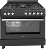 Wiggo WO-E906B(BB) - Vrijstaand Gasfornuis - 90 cm - 5 Pitten - Zwart