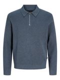 Jack & Jones Jprblamilano Stitch Polo Sn Jprblamilano Stitch Knit Zip Polo Sn pour homme (1 pièce), Turbulence, XS