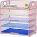 Organisateur de bureau avec 5 étagères, doté d'une poignée, en maille et de couleur rose