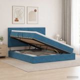 vidaXL lit de rangement LED bleu foncé 160 x 200 cm velours