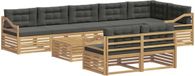 vidaXL Hoek loungeset 8 zitplaatsen Acacia hout Wit en antracietkleurig