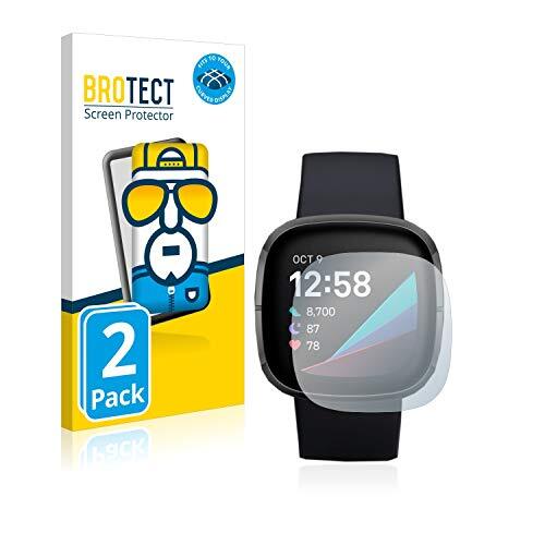 brotect Full-Cover Screenprotector compatibel met Fitbit Sense (2 Stuks) - Full-Screen Schermbeschermer, 3D Curved