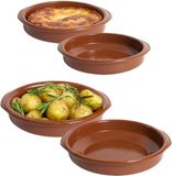 CM Tapas serveerschalen set - 4x D24 cm en 4x D18 cm - rond - Spaans terracotta ovenschaaltjes