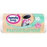 Handy Bag - Afvalzakken voor badkamer met elastische bevestiging 10L x 15 zakken - Speciaal voor kleine vuilnisbakken - Houdt de zak op zijn plaats - Maximale afdichting - Lekvrije bodem - 100% gerecycled kunststof