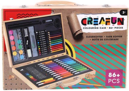 Creafun Kleurkoffer Kist - 86-delig Hout