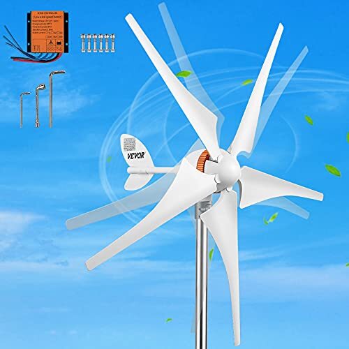 VEVOR Windturbine Generator Kit 500W Windgenerator Kits 900r/min Kleine Wind Generator Gemaakt van Aluminium Behuizing, Roestvrijstalen Staart en Blad van Nylonvezel voor Gebruik op Zee, Boten, enz