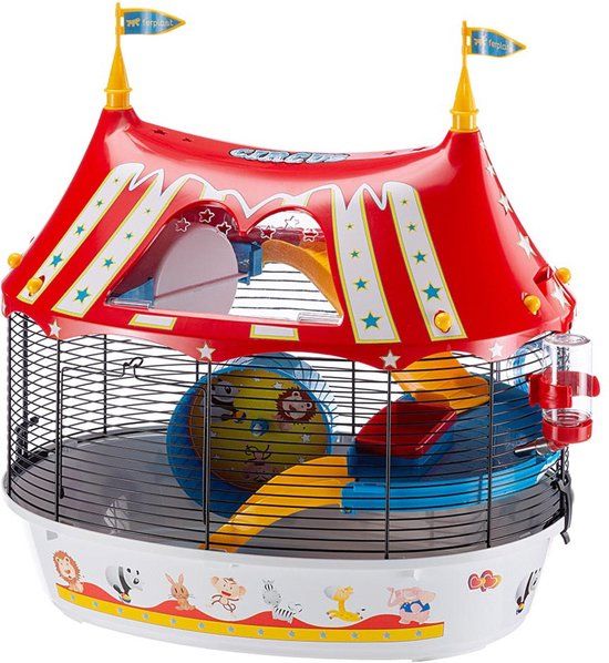Ferplast Circus Fun Hamsterkooi - Wit/Rood - 49,5 x 34 x 42,5 cm