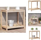 vidaXL Oppottafel met schap 82,5x50x75 cm massief grenenhout
