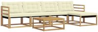 vidaXL - Acacia Hout Bank Loungeset - 5 Zitplekken - Wit en Crèmekleurig