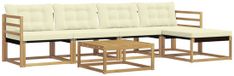 vidaXL - Acacia Hout Bank Loungeset - 5 Zitplekken - Wit en Crèmekleurig