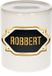 Bellatio Decorations Shoppartners Bv Spaarpot met voornaam Robbert - wit - met goud/zwart embleem - 8 x 9 cm - keramiek - met afsluitdop - cadeau verjaardag