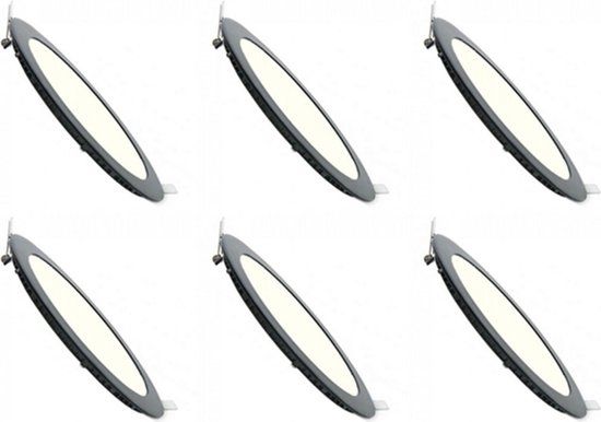 BES LED LED Downlight Slim 6 Pack - Inbouw Rond 6W - Dimbaar - Natuurlijk Wit 4200K - Mat Zwart Aluminium - Ø120mm