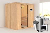 Karibu Fanja Sauna Helderglas Deur Biokachel 3,6 kW Externe Bediening