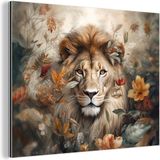MuchoWow Wanddecoratie Metaal - Aluminium Schilderij Industrieel - Leeuw - 120x90 cm