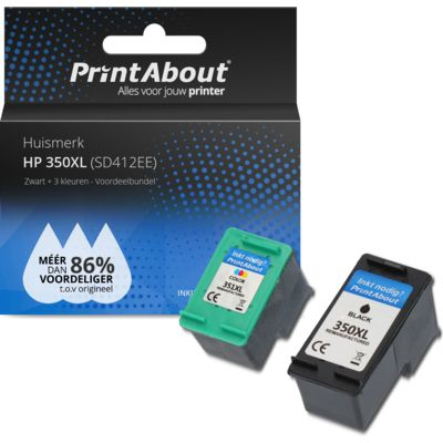 PrintAbout Huismerk HP 350XL+351XL (SD412EE) Inktcartridge Zwart + 3 kleuren Voordeelbundel Hoge capaciteit