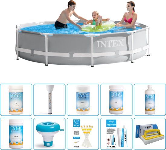 Intex Prism Frame Zwembad - Rond - 305 cm - Grijs - Compleet Pakket