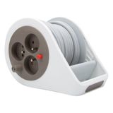 Mini-haspel Zenitech Mini-haspel met 3 stopcontacten, 2P+T, 7 m, taupe