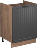 Vicco Wastafelkast Fame-Line, Donkergrijs/Goudkleurig Eiken, 60 cm