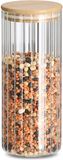 Zeller Voorraad/bewaar pot Grooves - hard glas - transparant - 1100 ml - bamboe deksel - luchtdicht