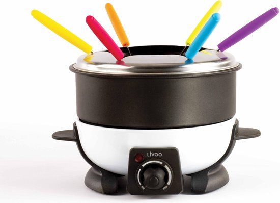 Livoo Elektrische fondueset DOC106 - 6 personen - 1.6 L - 500 Watt - Zwart/Wit