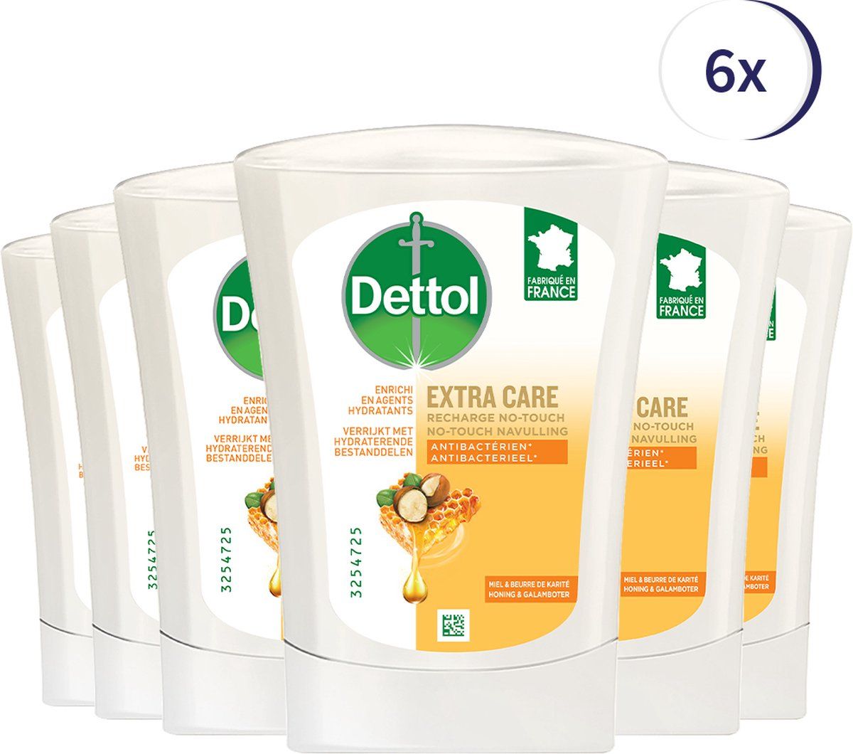 Dettol No-Touch Refill Extra Care Honey & Sheabutter 250ML x 6 - 8710552309736