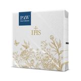 PAW - Communie-servetten, 20 stuks, papieren servetten, 33 x 33 cm, servetten met IHS-motief, perfect voor communies, doopfeesten, vormsels, wegwerptafeldecoratie