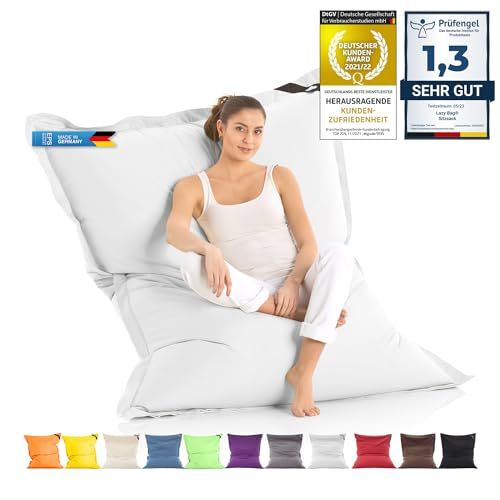 Original LAZY BAG Original Indoor & Outdoor Beanbag XXL 400L Giant Beanbag 180x140cm (Nylon, Lichtgrijs)
