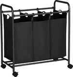 Merkloos Wasmand met 3 afneembare zakken - 3 x 44 liter - Zwart