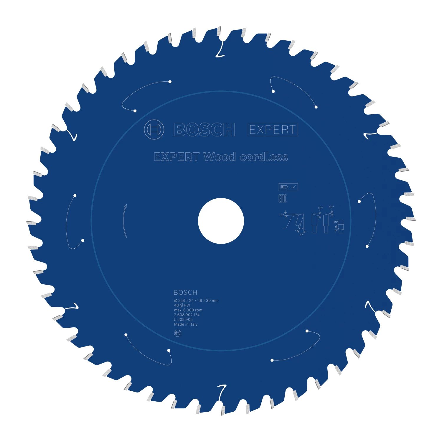 Bosch 2608902174 EXPERT Accu Tafelzaagblad Voor Hout - 254 X 30 X 48T